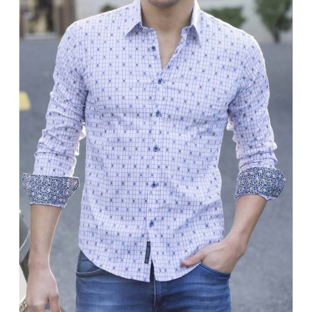 NEW EIGHT X jacquard shirt with trim in navy